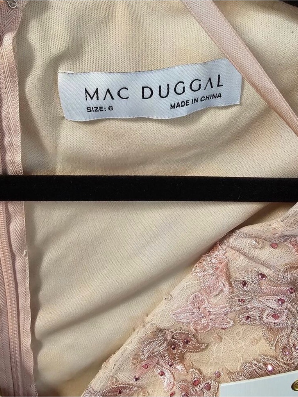 Mac Duggal Pink Lace Embellished Evening Dress